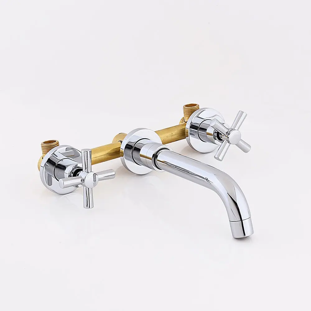 الكروم الصلبة براس المزدوج الصليب مقبض جدار الخيالة انتشار الحمام الغرور بالوعة خلاط صنبور