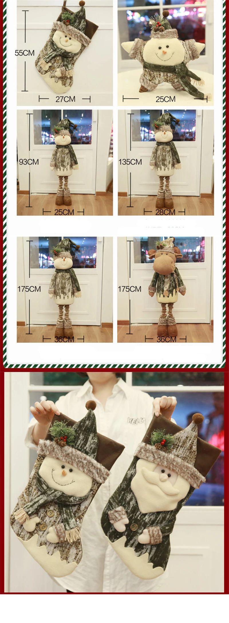 Рождественский Санта Клаус плюшевые игрушки лося растягивается Плюшевые Рождество завод дерево куклы чулок украшение дома подарки для детей