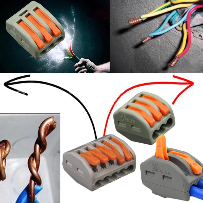 10 шт провода разъемы шнура Разъем клеммный блок 2/3/5 отверстий универсальный инструмент