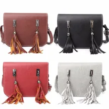 Thinkthendo 1 предмет Винтаж Для женщин Fuax кожа кисточкой Сумка Tote Crossbody сумка 4 цвета