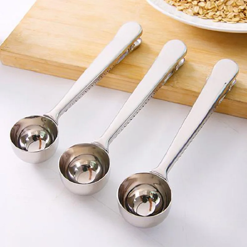 New Multifunction Stainless Steel Coffee Scoop With Clip Coffee Tea