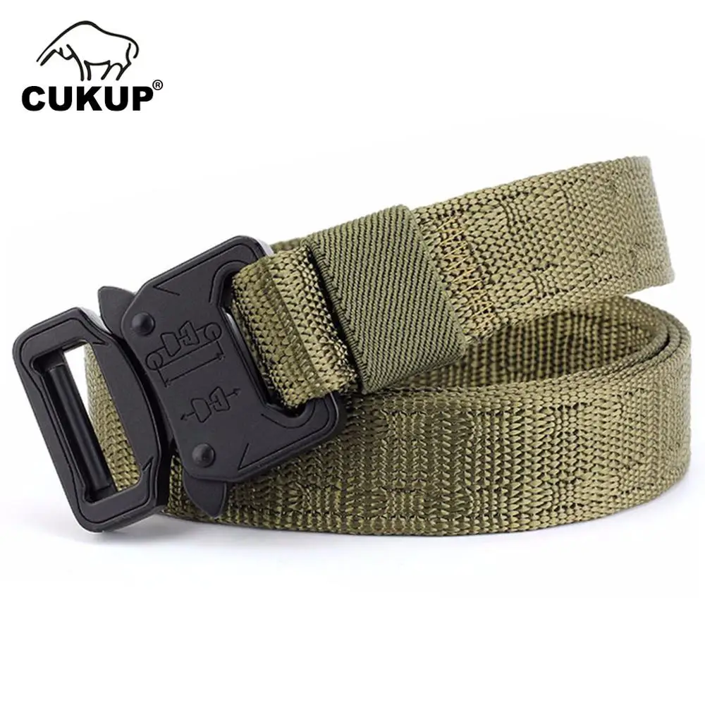 CUKUP Unisex Design Quality Nylon Tactical Military Belts Buckle CS Training Special Soldier Belt Accessories 2.5cm Wide CBCK094