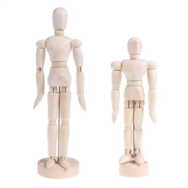 Wood Puppet Man Desktop Joint Body Model Ornament Movable Art Sketch Figure Action Figure And font
