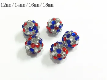 

(Choose Size First) 12mm/14mm/16mm/18mm Royalblue/Clear/Red Mixed Resin Rhinestone Beads