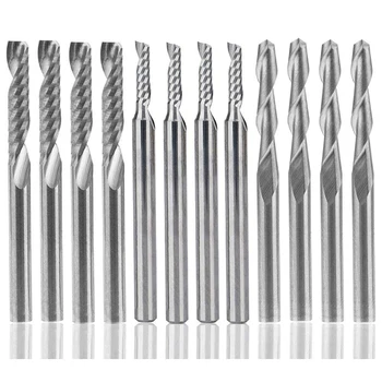 

12 Pieces Of Carbide End Mill, 4Pcs Of 0.32Cm Cnc Router Double Side Groove Tool+8Pcs 1 Slotted Single Side Milling Cutter (2 Ty