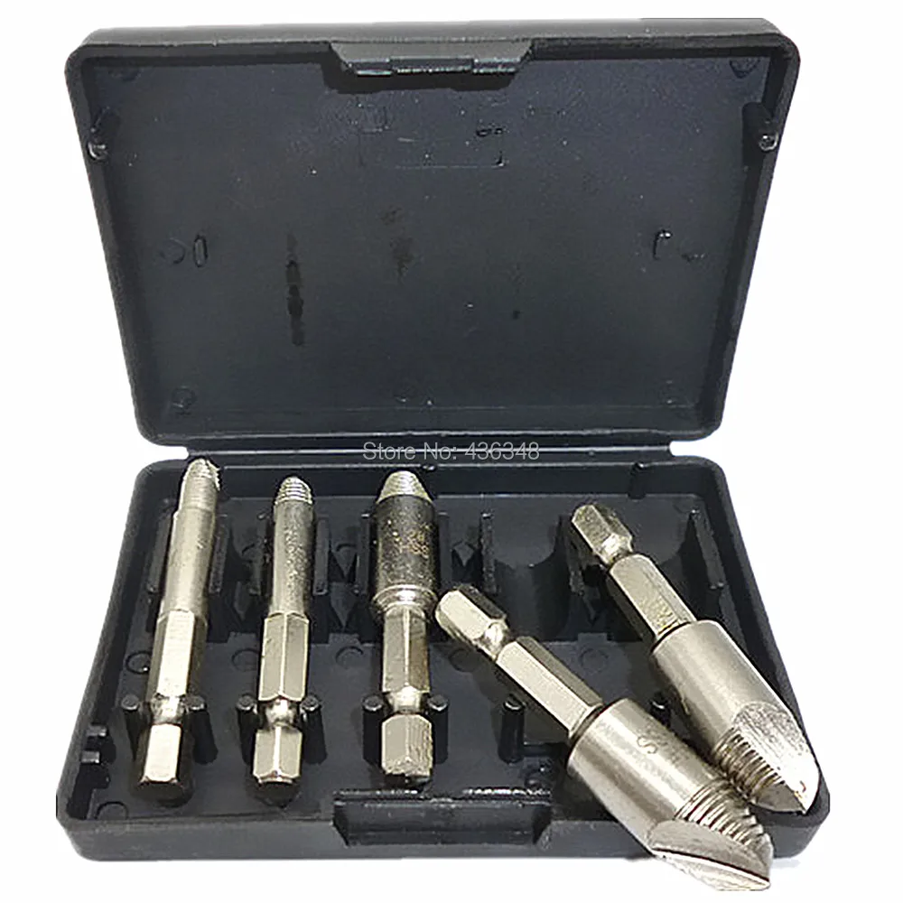 

5pcs Hss Screw Extractor #0 #1 #2 #3 #4 Extract Damaged Screws Rusted Broken Bolt Nuts Remover Extractor 1/4"(6.35mm) Hex Shank