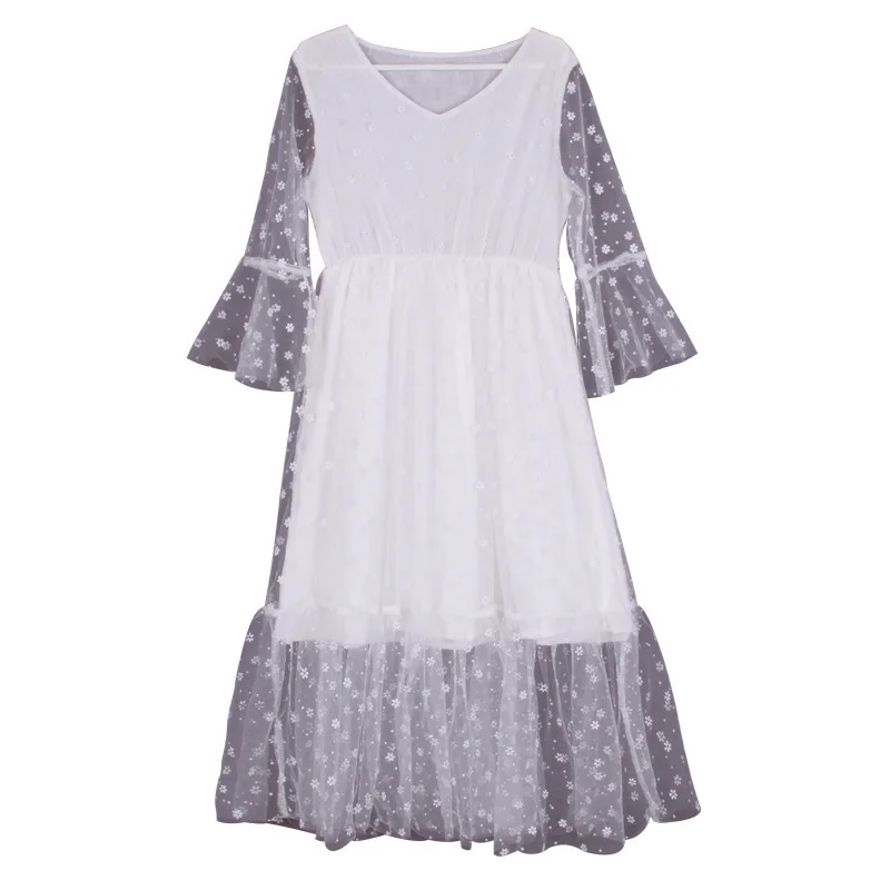Белое длинное платье с v-образным вырезом и цветочным рисунком для девочек, размер 8, 10, 12, 14, г., новые вечерние костюмы принцессы, платье для девочек