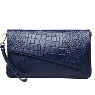 Новая модная сумка-клатч натуральная кожа вечерняя сумка под крокодилью кожу женская сумка-мессенджер вечерние Прямая поставка - Цвет: Темно-синий