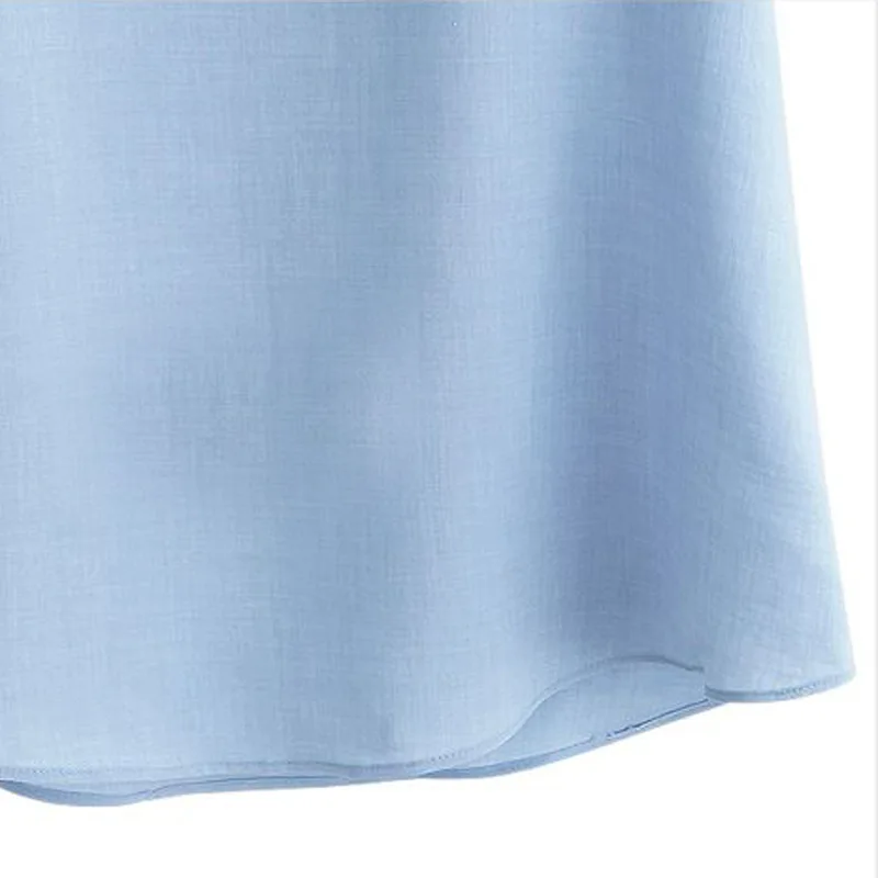 Amoyblue Sky Blue Chiffon Blouse Shirts 2017 Summer Womens Fashion Shirts Lotus Leaf Sleeve Linen Ladies Elegant Slim Blouse 5XL Blouses