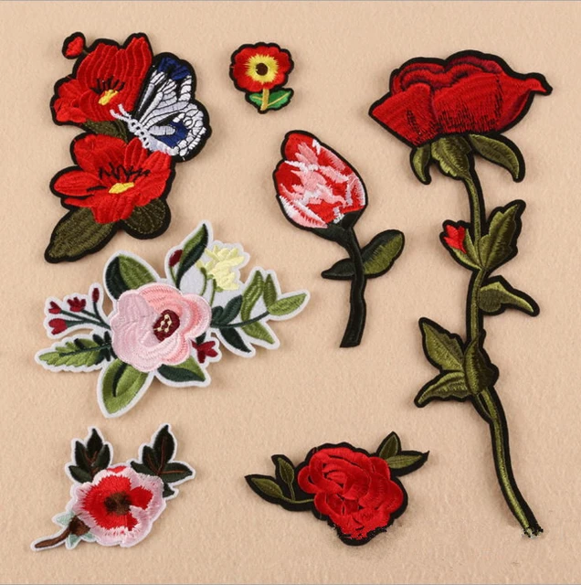 10/100Pcs Large Embroidery flower Patches Iron-On/Sew-On DIY Clothes  Appliques