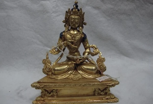 

USPS to USA S0806 100% Copper 24K Gold Gild Vajrasattva Vajradhara Kwan-Yin Guan Yin Buddha Statue (B0328)