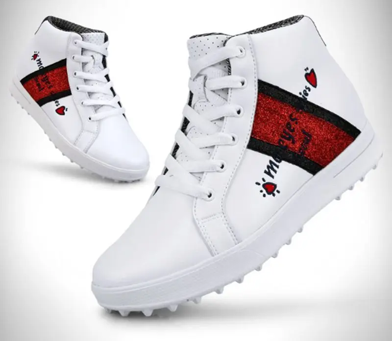 Sapato de Golfe Sapatos de Couro à Prova Interior para Mulheres Sapatos de Fitness Senhoras Vento Esportes Unhas Sapatos d’ Água Antiderrapante Aumentando Tênis Respirável