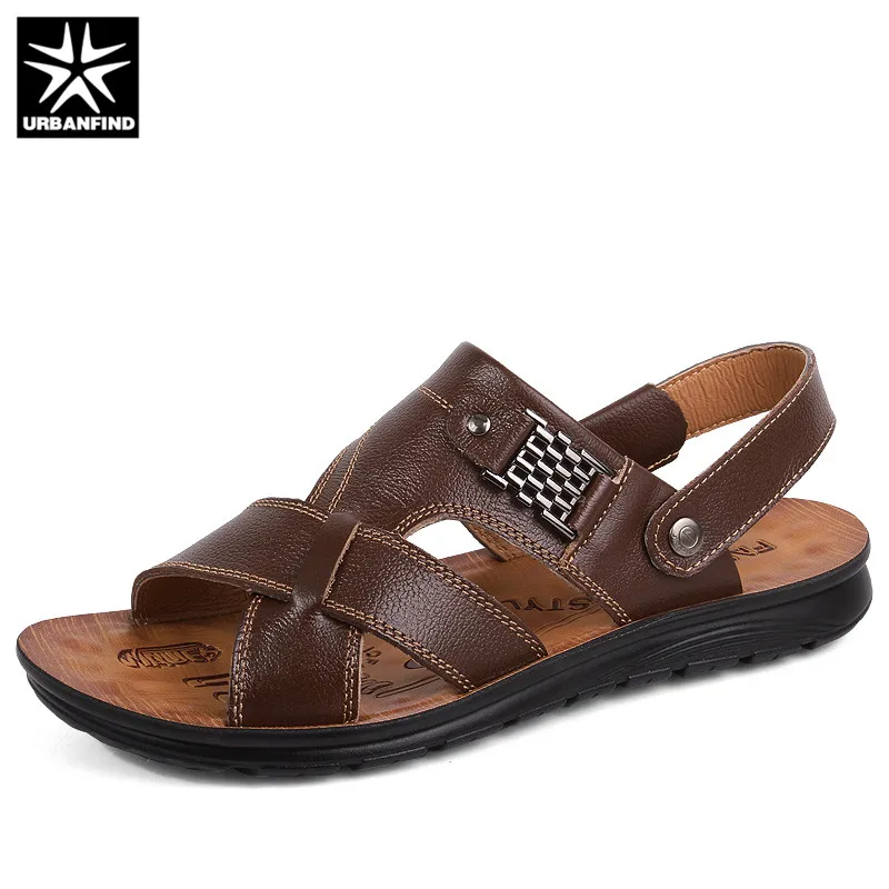 

URBANFIND Casual Slippers Sandals New Men Breathable Shoes Size 38-44 Slip-on Design Man Summer Leather Sandals