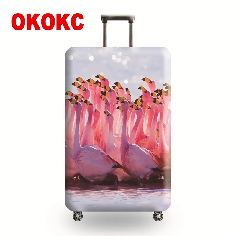 Плотный Дорожный Чехол OKOKC с фламинго для багажника эластичный чехол чемодана 19 32