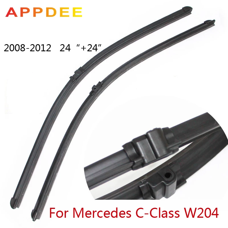 24''+24'' Pair Windscreen Wipers Blades For Mercedes Benz C Class W204, 2008-2012 Windshield Natural Rubber Window Accessories 24''+24'' Pair Windscreen Wipers Blades For Mercedes Benz C Class W204, 2008-2012 Windshield Natural Rubber Window Accessories