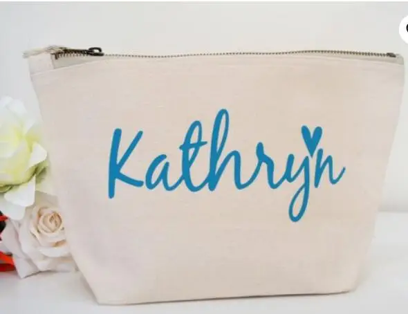 

personalize names wedding bridesmaid bride Make Up makeup comestic Canvas Bags Gift birthday Bags toiletry zipper pouches