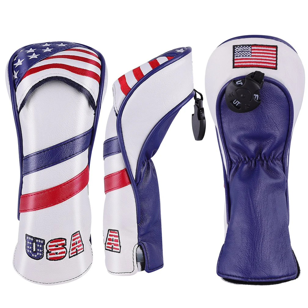 

Golf Head Covers USA Patriot Driver 1 3 5 Fairway Woods Headcovers Fits 460cc Drivers PU Style Free Shipping