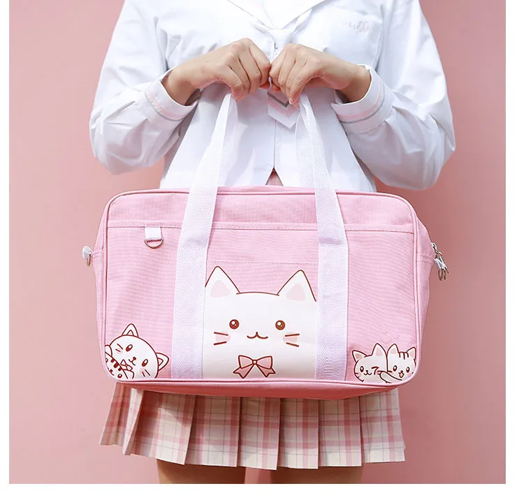 Японская форма JK аниме мультфильм милый кот Медведь Свинья бант Студенческая школьная сумка через плечо Портативная сумка для девочек