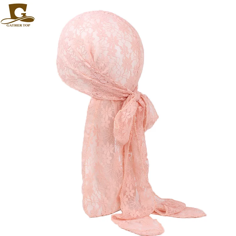 

Fashion women girls Lace Doo Rags Durag du rag Head Wraps Turban Headband Skull Bandit Cap Hair Accessories hair Scarf