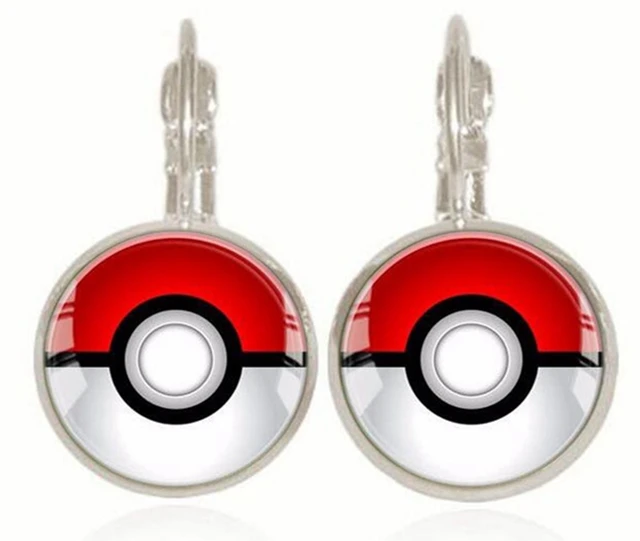 Cute Pokemon Pokeball Stud Earrings For Women Fashion Silver Plated Cute Pokemon Pokeball Stud Earrings For Women Fashion Silver Plated Gl Cabochon Jewelry