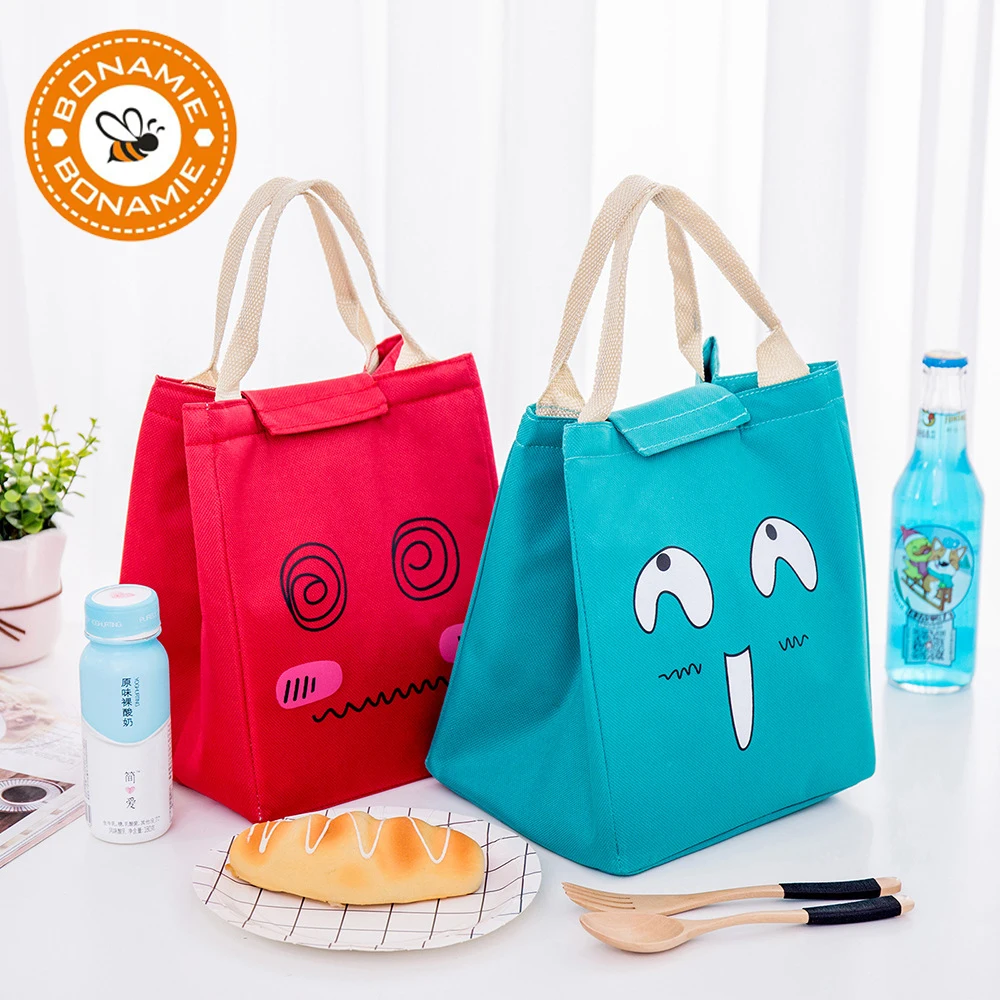 BONAMIE Cartoon Expression Cooler Bag Thermal Insulation Students Kids Food...