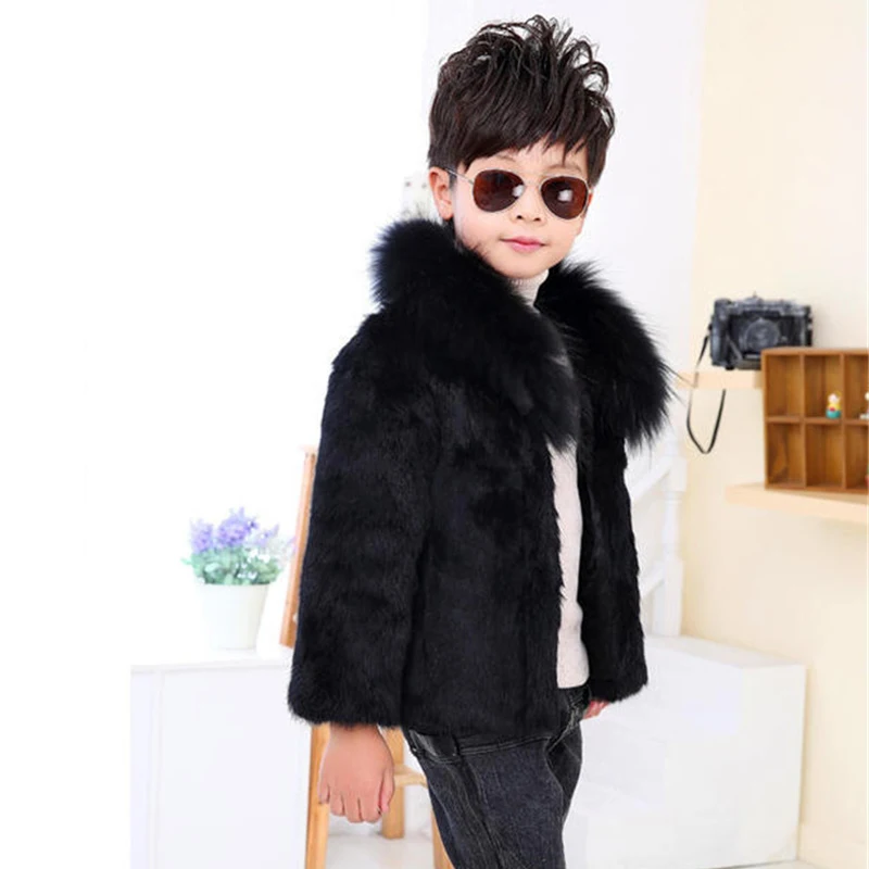 

Boys Faux Fur Coat Winter Warm Outwear Children Kids Thickened Fleece Jacket 2-7 Y