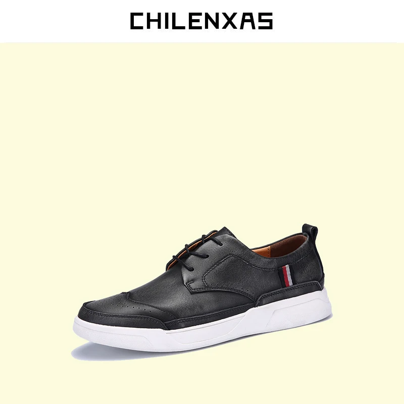 

CHILENXAS 2017 Spring Autumn Genuine Leather Shoes Men Lace-up Solid Casual Breathable Comfortable Waterproof Light New Fashion