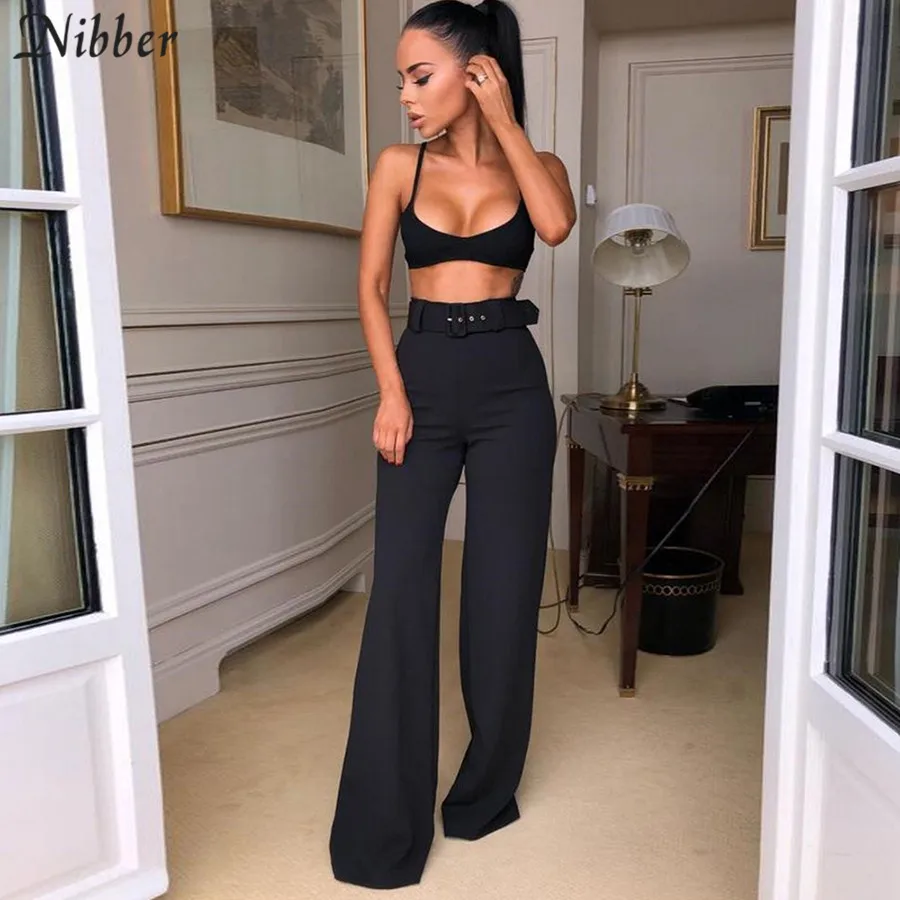 Nibber office ladies Elegant Solid wide leg pants women 2019 spring autumn high street casual Slim Soft pants femme black mujer Nibber office ladies Elegant Solid wide leg pants women 2019 spring autumn high street casual Slim Soft pants femme black mujer