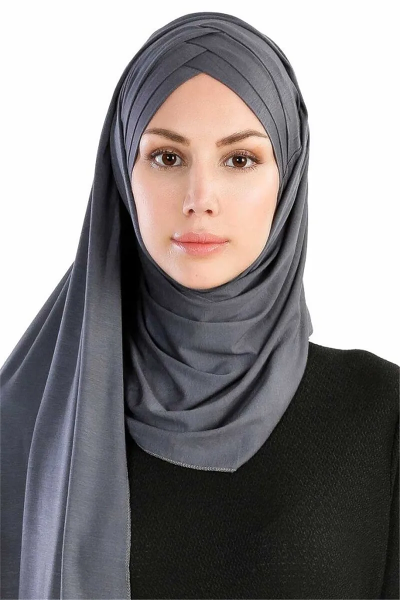 women plain bubble cotton jersey scarf Head hijab wrap solid instant shawls foulard femme muslim hijabs store ready to wear
