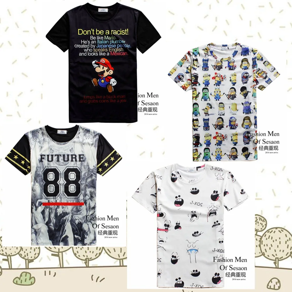 High quality youth fashion 3D cartoon style digital print short sleeve round neck boy T shirt