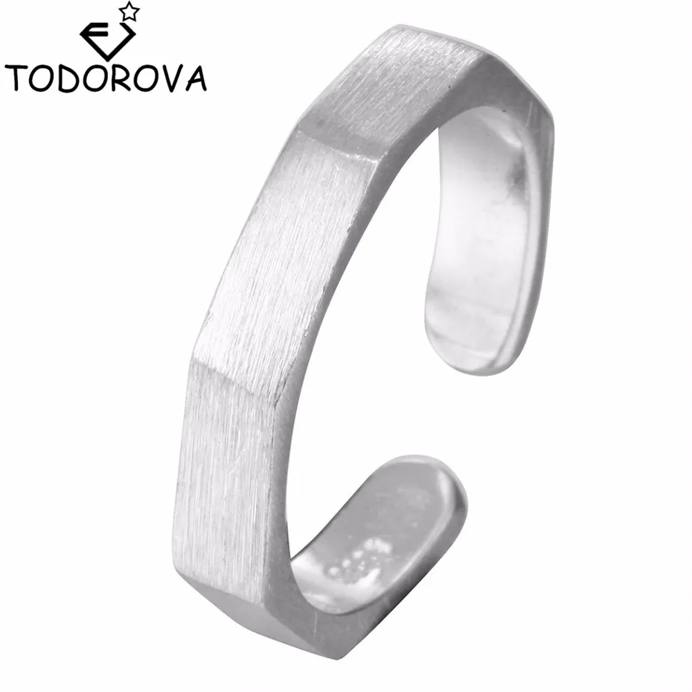 

Todorova Simple Silver Engagement Rings for Women Open Geometric Jewelry Knuckle Ring Adjustable Party Gift