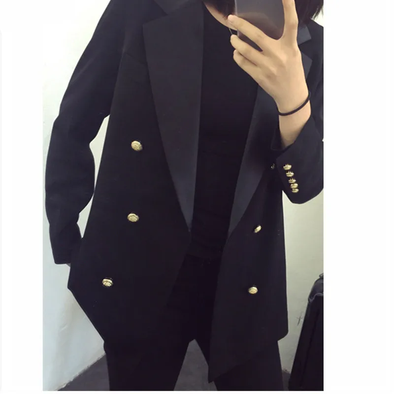 Женский блейзер двубортный Chaqueta офисный женский с отворотом длинный рукав
