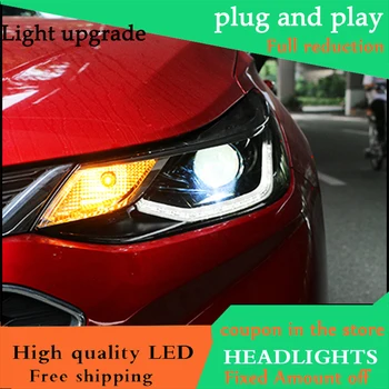 

Car styling Headlamp For CHEVROLET CRUZE headlights 2017 LED head lamp C Angel eyes DRL front light Bi-Xenon Lens xenon HID