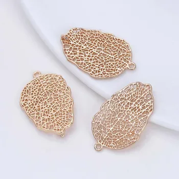

6PCS 31x19MM 24K Champagne Gold Color Plated Brass Tree Leaf Leaves Charms Pendants High Quality Diy Jewelry Accessories