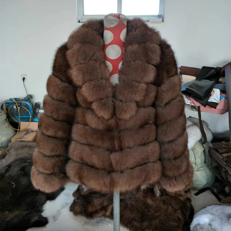 Women's winter real fox fur coat short design suit collar fur jacket female outerwear