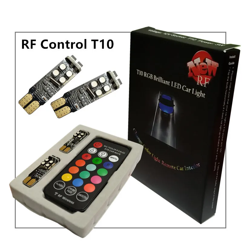 GOOGION T10 W5W RF Control RGB Led Автомобильные огни для зазора LED 194 168 лампочка с дистанционным