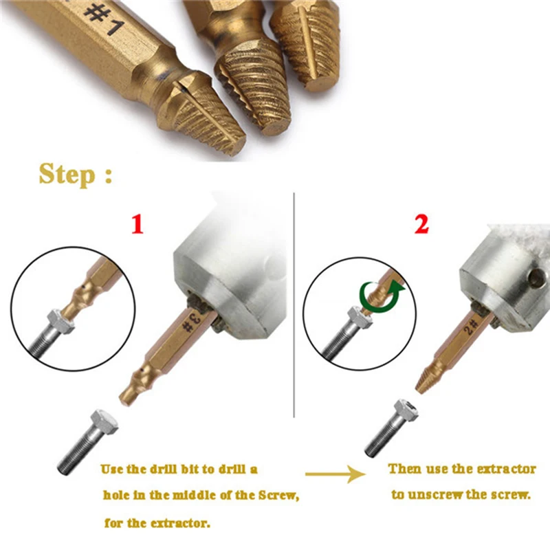 4 шт. Прочный Золотой поврежденный Винт экстрактор сверла руководство набор сломанной скорости легко из Болтовая шпилька в полоску инструмент для удаления винтов