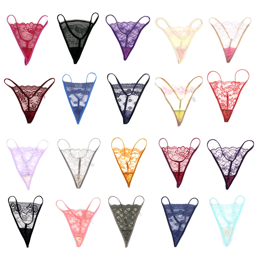 

10PC Sexy Briefs G-String Thong Women Low Waist Panties Sexy Lace Transparent T-back Lingerie Underwear Random Color