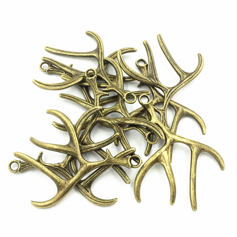 10Pcs Antique Bronze Tone Elk Deer Antlers Buckhorn Animal Metal