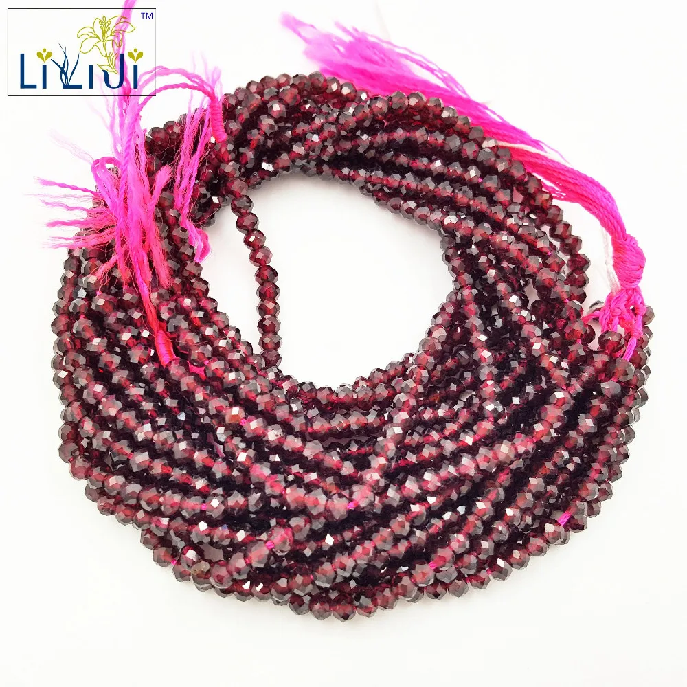 

LiiJi Unique Natural Stone Garnet about 2x4mm Abacus Shape facted beads about 32cm DIY Jewelry Making Necklace Bracelet