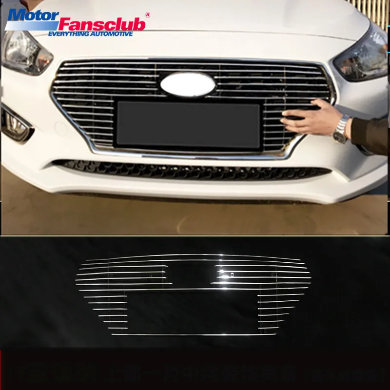 

1PC Car Racing Grille For Hyundai Solaris 2 Grill 2017-2018 ABS Radiator Sliver Chrome Auto Front Bumper Upper Decorative Strip
