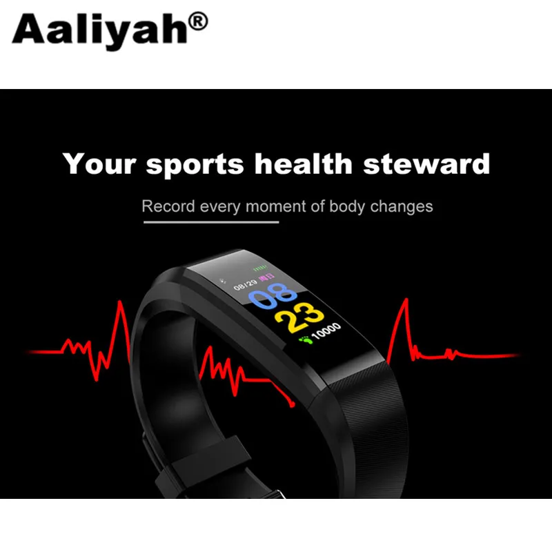 

[Aaliyah] Smart Bracelet 115Fitness Tracker Step Counter Activity Monitor Band Alarm Clock Vibration Wristband IOS Android