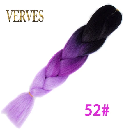 VERVES 5 шт./лот синтетические Омбре плетение волос 24 дюйма крючком сплетенные волосы для наращивания чистого цвета, два тона, три четыре тона - Цвет: T1B/613
