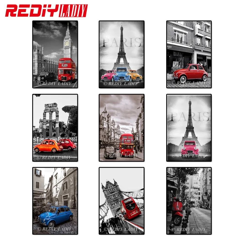 

REDIY LADIY Diamond Painting London Paris 5D Full Square Rhinestones Cross Stitch Diamond Embroidery Mosaic Crystals Needlework