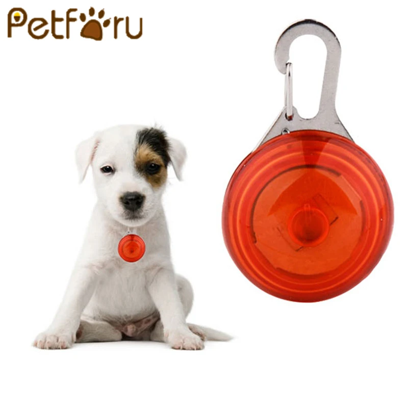 Petforu Lovely Pet Tag Safety Round Shape LED Blinking Light Pet dog