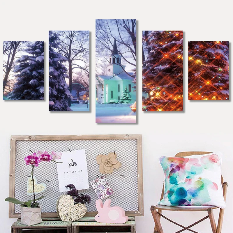 5D Diamond Mosaic Home Decor Village nightscap Embroidery Snow scenery DIY Painting Cross Stitch multi-picture | Дом и сад