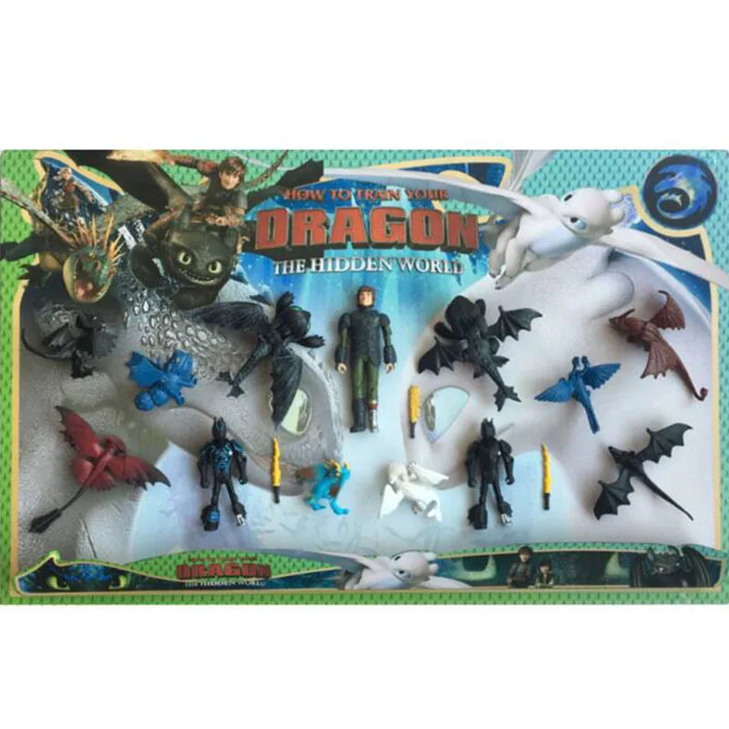 

Hot 13 pcs How to Train Your Dragon 3 Toothless Action Figure Toy Set New PVC Night Fury Light Fury Toothless Toys Kids Boy Gift
