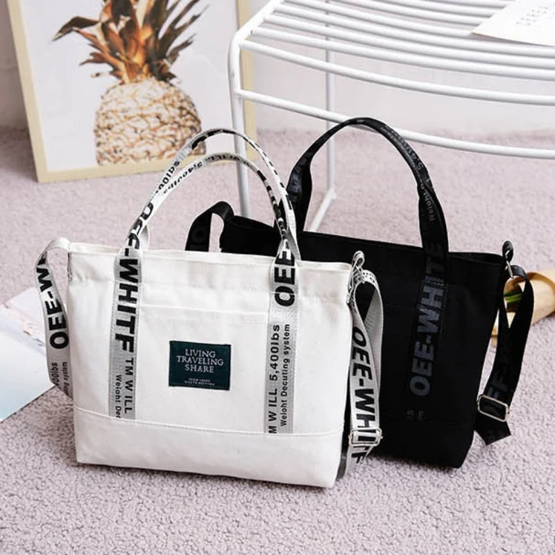 

Women's Handbag Canvas Tote Shoulder Bags Harajuku Letter Print Large Capacity Bags For Women