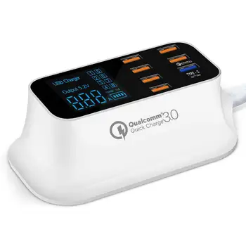 

Universal Quick Charger with 8 USB Port Smart LED Display Phone power adapter charging dock for iphone/samsung/XiaoMi 1.5m 5V 3