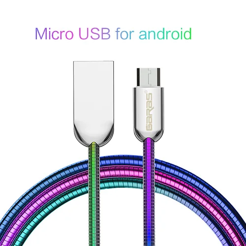 GARAS градиентный металлический пружинный USB кабель Micro usb/type C быстрое зарядное устройство кабель для передачи данных для Xiaomi/huawei/samsung USB-C/USB type-C кабель - Цвет: micro usb cable